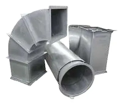 Rectangular duct sections with elbows